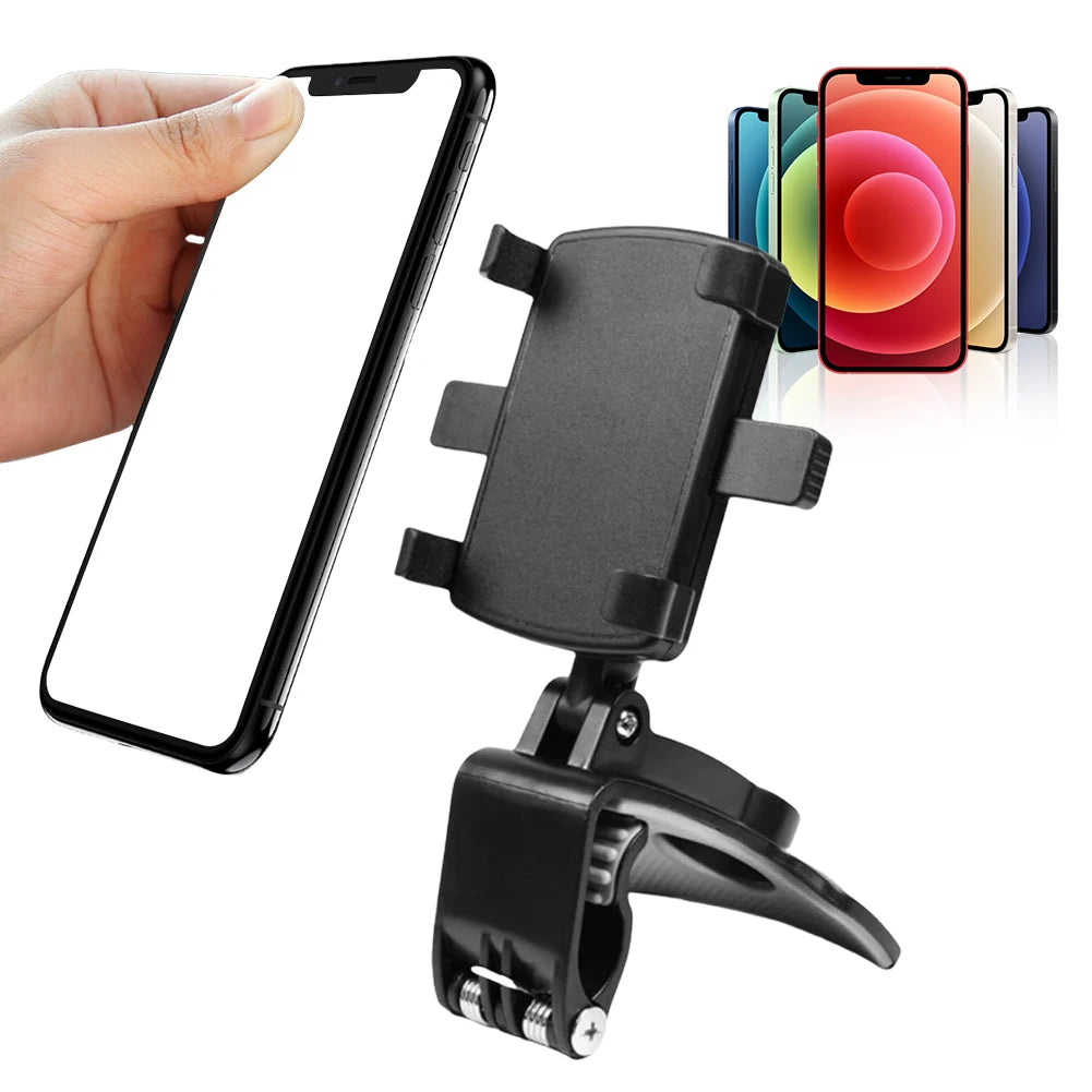 Rotatable Portable Car Mount for Dashboard, Rearview Mirror, and Sun Visor - Compatible with iPhone, Samsung, Xiaomi, Redmi, and Huawei