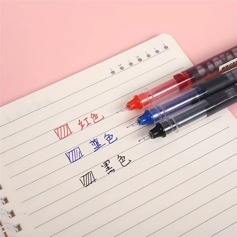 24 Pcs Straight Liquid Ball Pen Quick Drying Test Signature Gel Pen 0.5Mm Black Blue Ink School Office Ball Pen