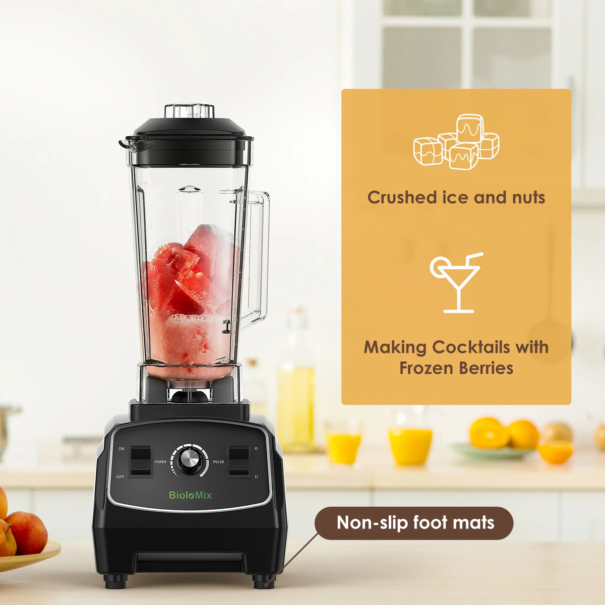 Commercial Grade 3HP 2200W BPA-Free Heavy Duty Blender Mixer Juicer for Smoothies and Food Processing