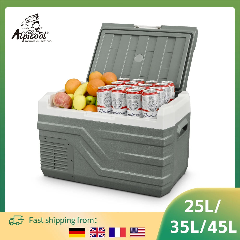 Alpicool NL Series Portable Car Refrigerator and Freezer - 12V Compressor Cooler for Camping and Travel (25L, 35L, 45L)