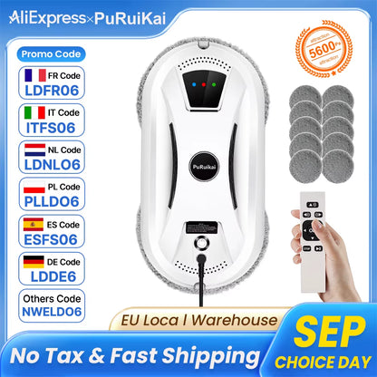 Puruikai Ultra-Thin Robot Vacuum and Window Cleaning Robot with Remote Control for Home Use