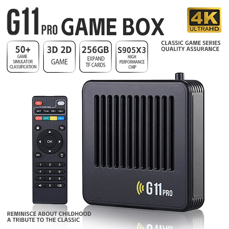 Video Game Console G11 Pro 4K HD 2.4G 256GB Wireless Controller Emuelec4.3 S905X2 Dual System Family Gamebox Built-In 60000 Game