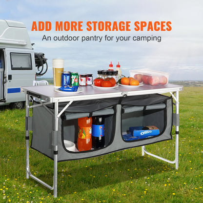 Aluminum Folding Picnic Table with Adjustable Height and Storage Bag for Outdoor Use