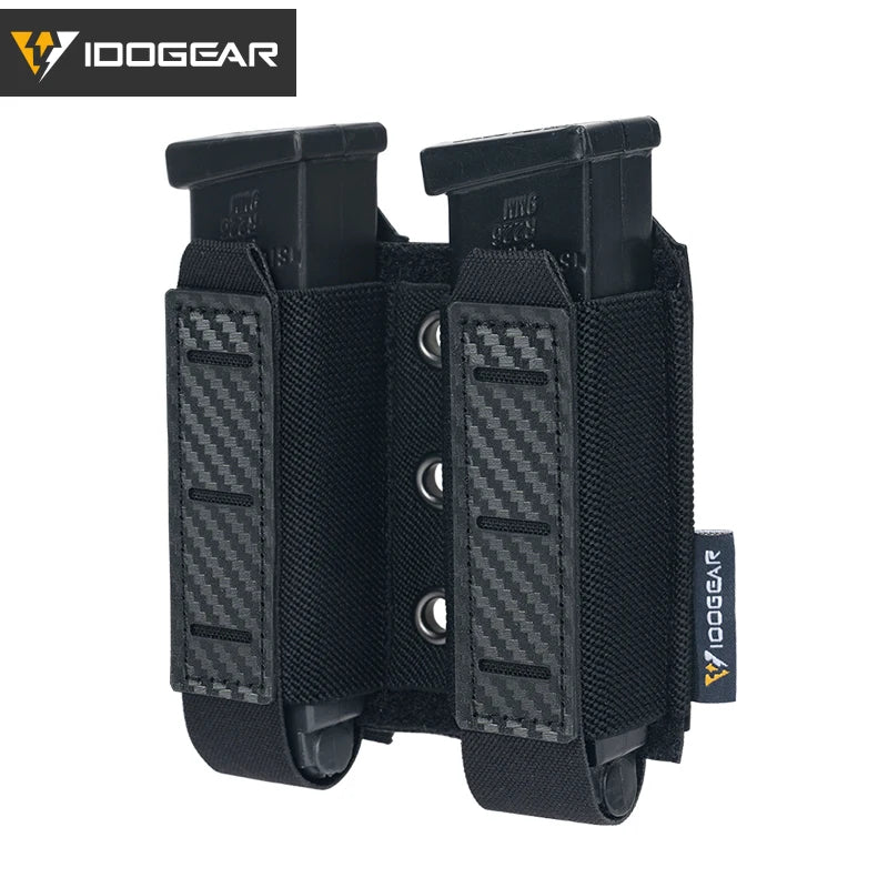 Tactical Mag Pouch 9Mm Double Mag Carrier Carbon Fiber MOLLE Pouch Camo 3590