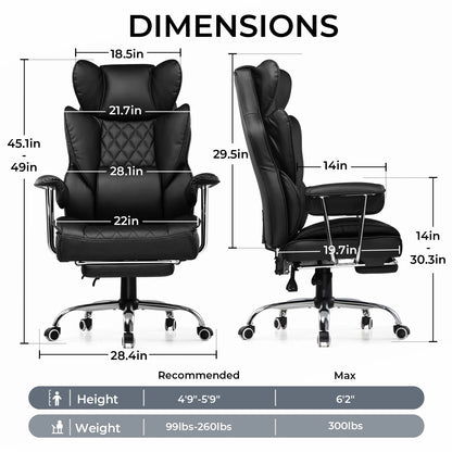 Ergonomic Big and Tall Gaming Chair with Pocket Spring Lumbar Support and Footrest