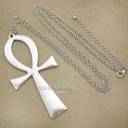 Vintage Egyptian Life Big Ankh Cross Pendant Long Chain Choker Necklace Jewelry Fashion Unisex Accessories Dropshipping