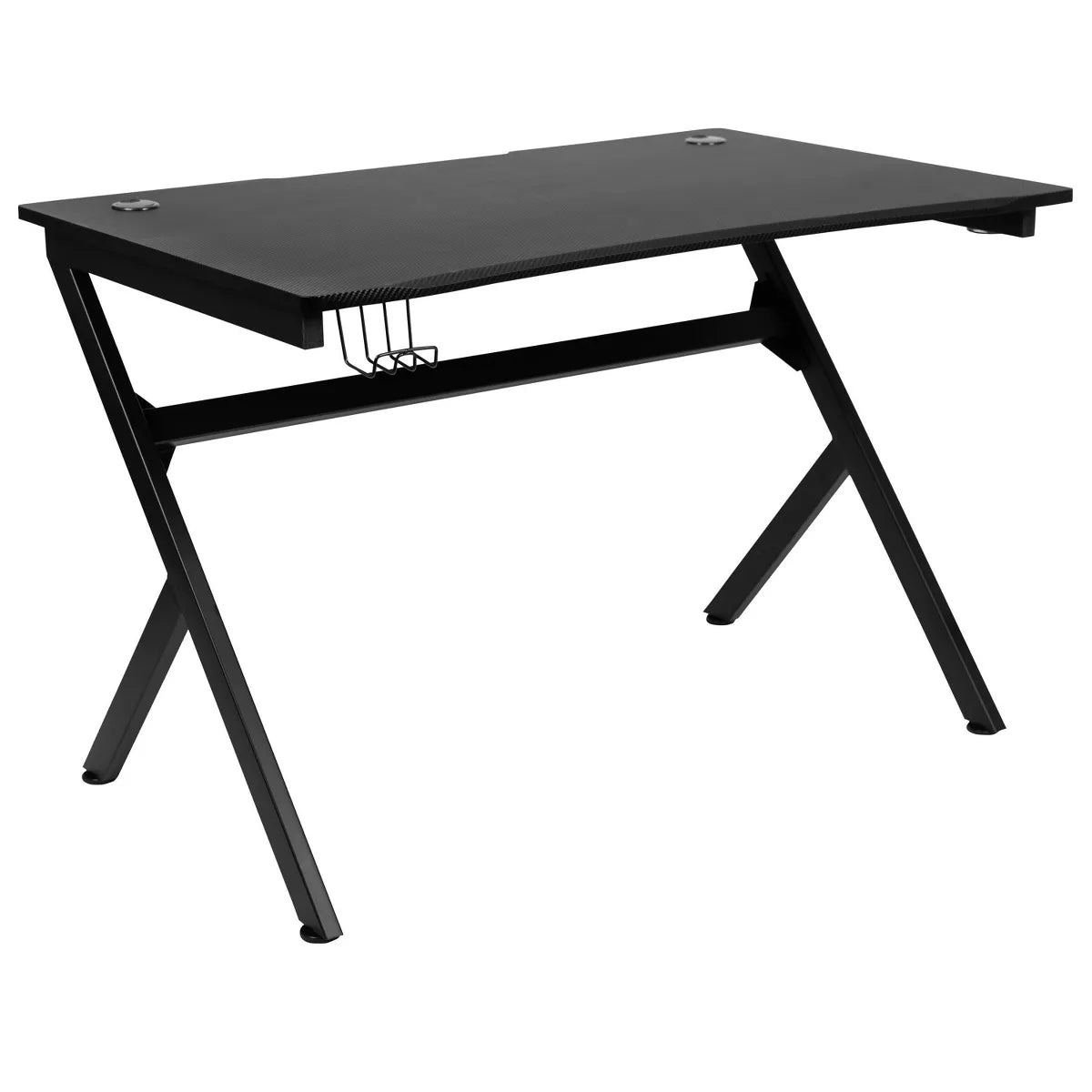 Gaming Desk Black: Laminate Surface, Metal Frame, Easy Adult Assembly