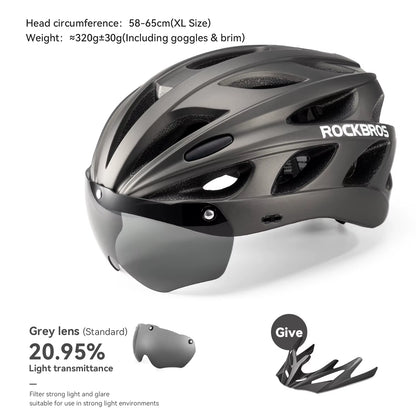ROCKBROS Lightweight Integrated Cycling Helmet with Goggles for Men and Women - Safety Head Protection for MTB and Road Biking
