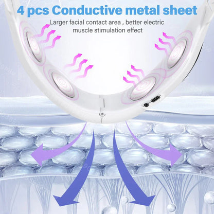 4 in 1 Massager for Face, Facial Sculpting Device for Double Chin, Reduces Sagging Skin, Remote Control Operation with 5 Modes, 15 Adjustable Intensities. (White)