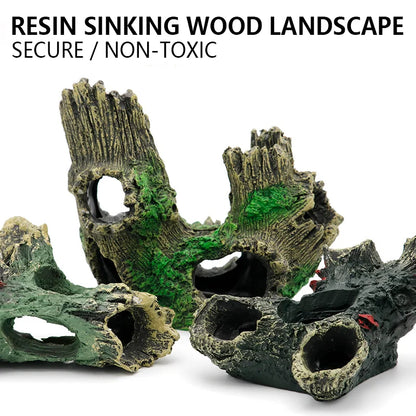 Fish Tank Reptile Box Landscaping Decoration Creative Resin Ornament Lizard Gecko Tree Root Hide Cave Amphibians Terrarium Decor