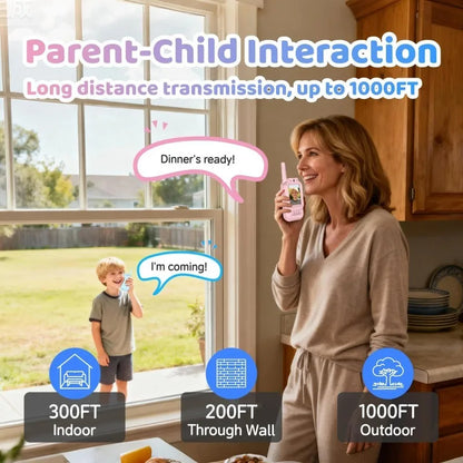 Rechargeable Long Range Walkie Talkies for Kids - 2 Pack, Ideal for Indoor and Outdoor Activities, Perfect Gift for Boys and Girls