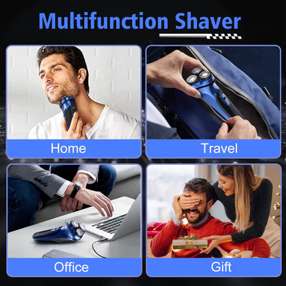 Cordless Electric Razor for Men with Pop-Up Trimmer, Wet/Dry Rotary Shaver, Ideal for Travel, USB Fast Charging