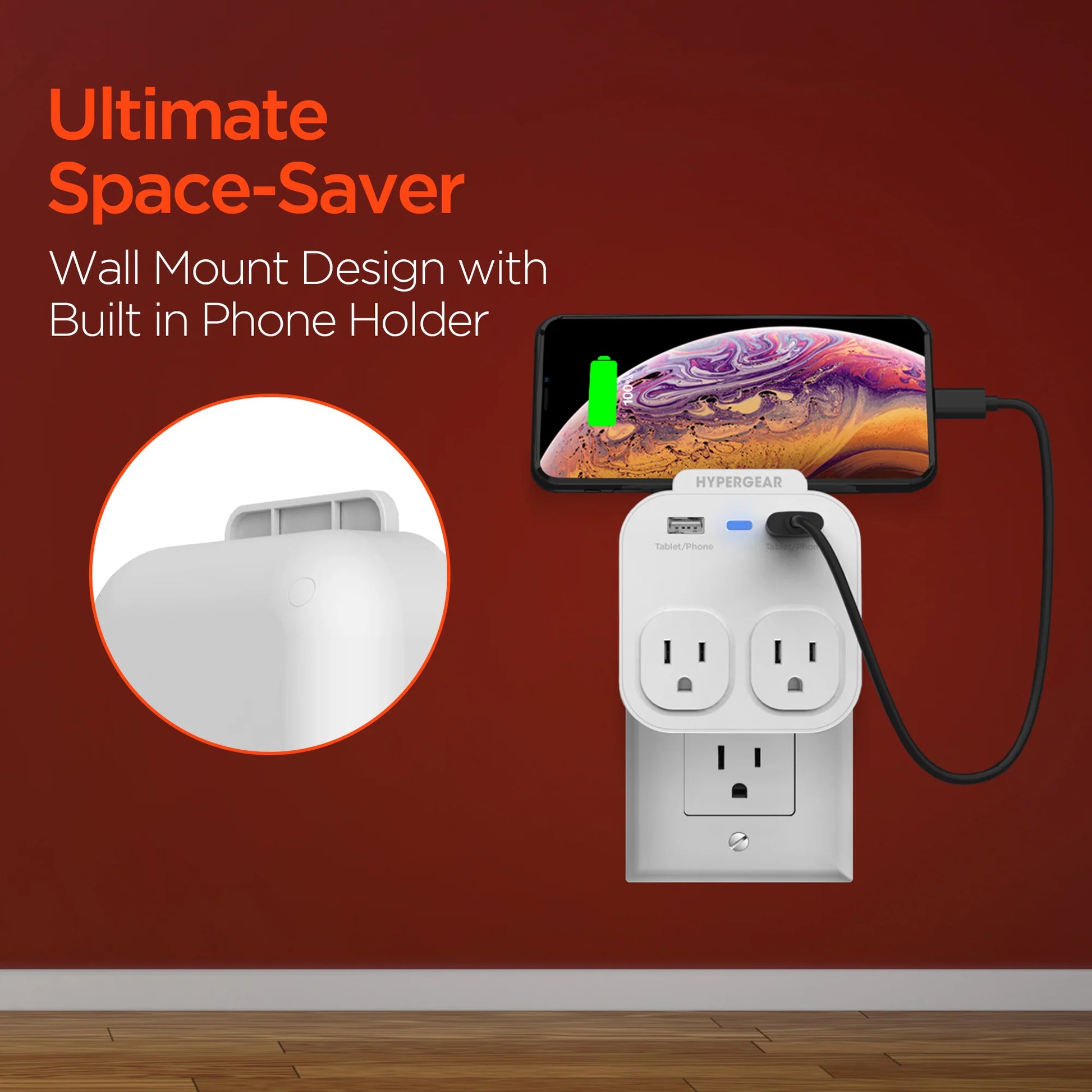 Hypergear Wall Adapter Power Strip White (13623-HYP)