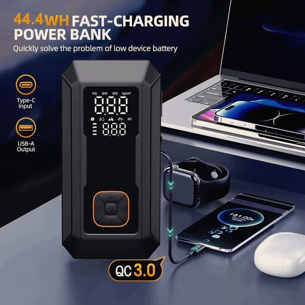 Car Jump Starter with Air Pump Peak 4000A Jump Starter&150Psi Air Compressor, Portable Auto Power Banlk ,Tire Inflator