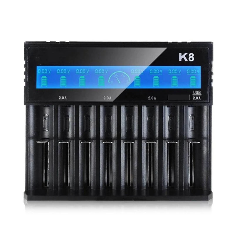 8-Slot with LCD Screen Display Intellegent Rechargeable Li-Ion Battery Charger Universal Flashlight RC Toys Home Tools Battery Charger 4 Slots for Li-Ion 18650 21700 26650 AA AAA Batteries Cell