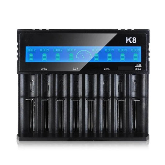 8-Slot with LCD Screen Display Intellegent Rechargeable Li-Ion Battery Charger Universal Flashlight RC Toys Home Tools Battery Charger 4 Slots for Li-Ion 18650 21700 26650 AA AAA Batteries Cell