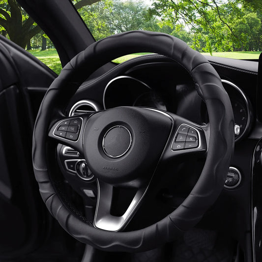 Artificial Lambskin Three-Dimensional Sports Car Steering Wheel Cover for 14.5-15 Inch (37-38 CM) Wheels