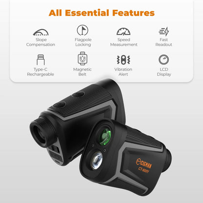 Precision Golf Rangefinder with 850 Yards Range and Slope Compensation Accurate Laser Distance Measuring Device Rechargeable Li-Ion Battery High Definition LCD Display Portable Golf Hunting Climbing Bird Watching