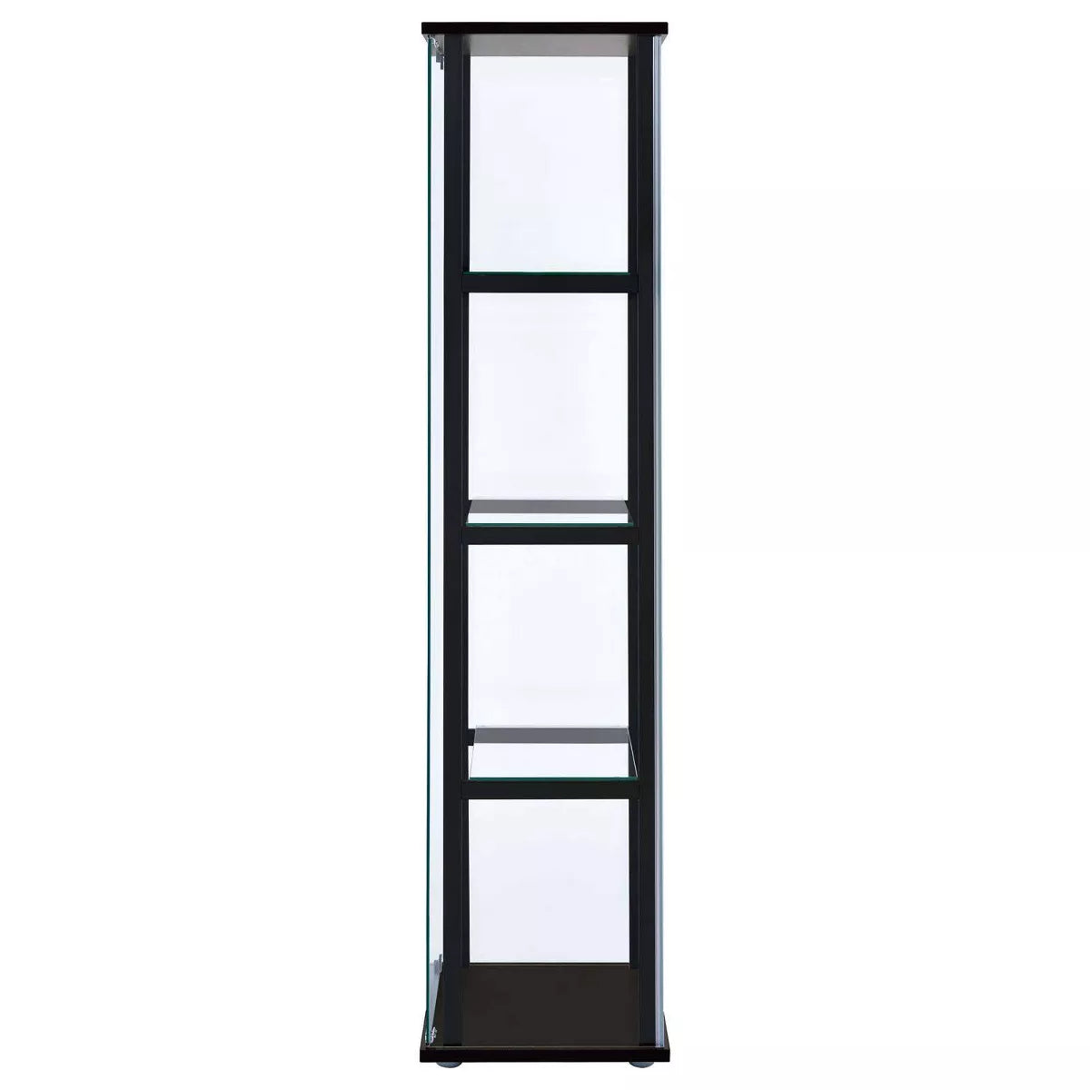 Cyclamen Contemporary 4-Shelf Glass Curio Cabinet in Black and Clear Finish