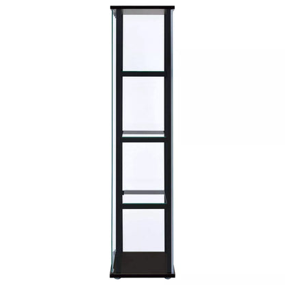 Cyclamen Contemporary 4-Shelf Glass Curio Cabinet in Black and Clear Finish