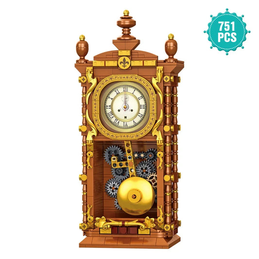 MOC Classic Retro Series Swing Clock Building Blocks with Pendulum Construction DIY Assemble Brick Set Gift Boy Child Kids Adult
