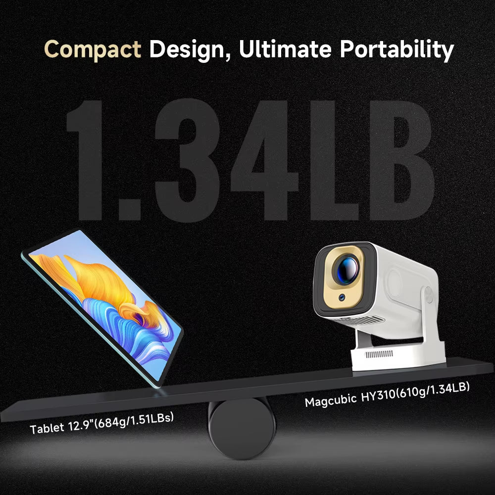 HY310 Android 11 Projector 4K Native 1080P Auto Focus Native 330ANSI Dual Wifi BT5.4 Air Mouse Voice Home Outdoor Movie