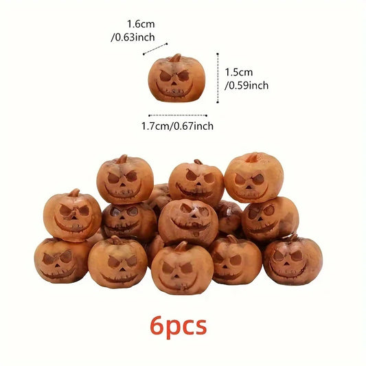 6/10 Pieces Miniature Pumpkin Figurines Decorative Fairy Halloween Garden Adornments Resin for Desk Outdoor Garden Home Party