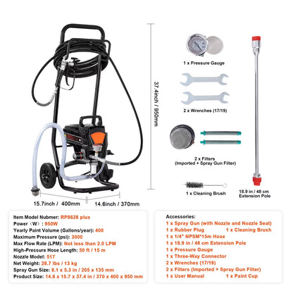 Succebuy High Efficiency 750W/950W Electric Airless Paint Sprayer - 3000PSI Handheld Solution for Home Interior Applications