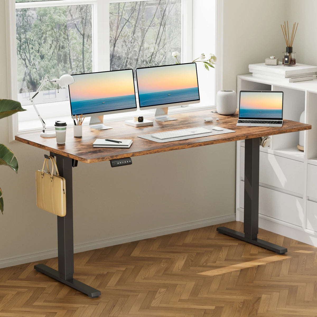 JHK 63x24 Inch Ergonomic Electric Height Adjustable Standing Desk for Office Workstation