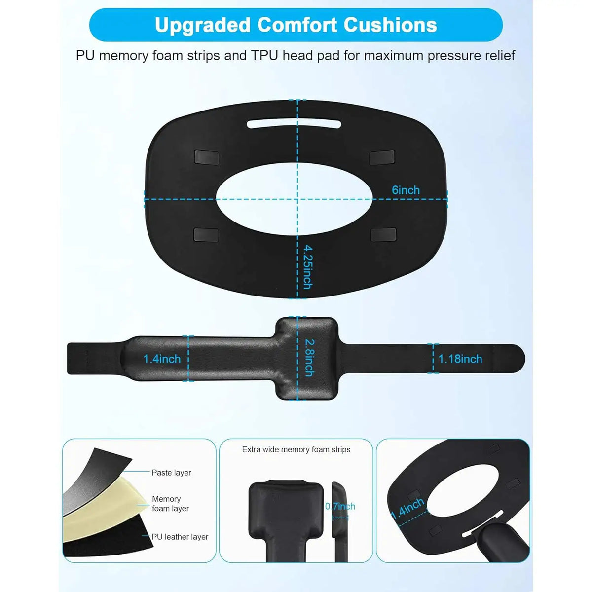 TRANSNOVO Ergonomic Adjustable Head Strap for Oculus Quest 2 and Meta Quest 2 - Enhanced Comfort VR Accessory