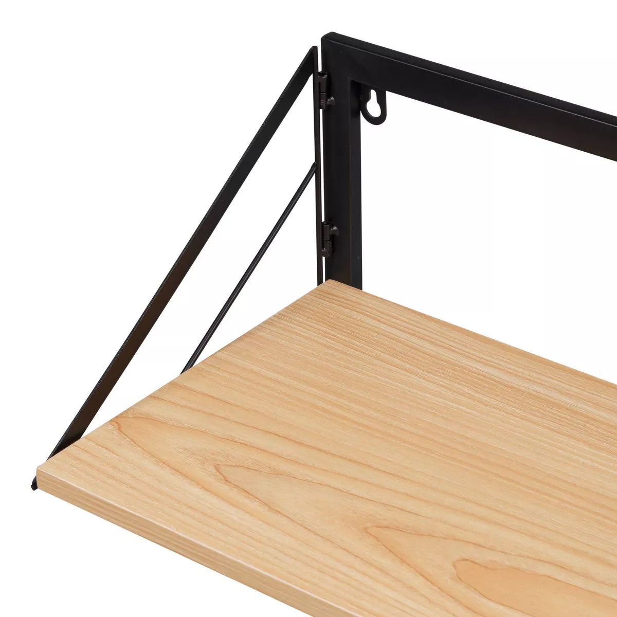 Laundry Shelf + Hamper Combo with Wood Light Oak: Wall Mounted Hanging Clothes Hamper, Collapsible Sorter