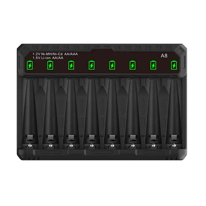 8-Slotuniversal Battery Quick Charger for 1.5V/1.2V Li-Ion Rechargeable AA AAA Batteries for Flashlights Home Tools Child'S Toys