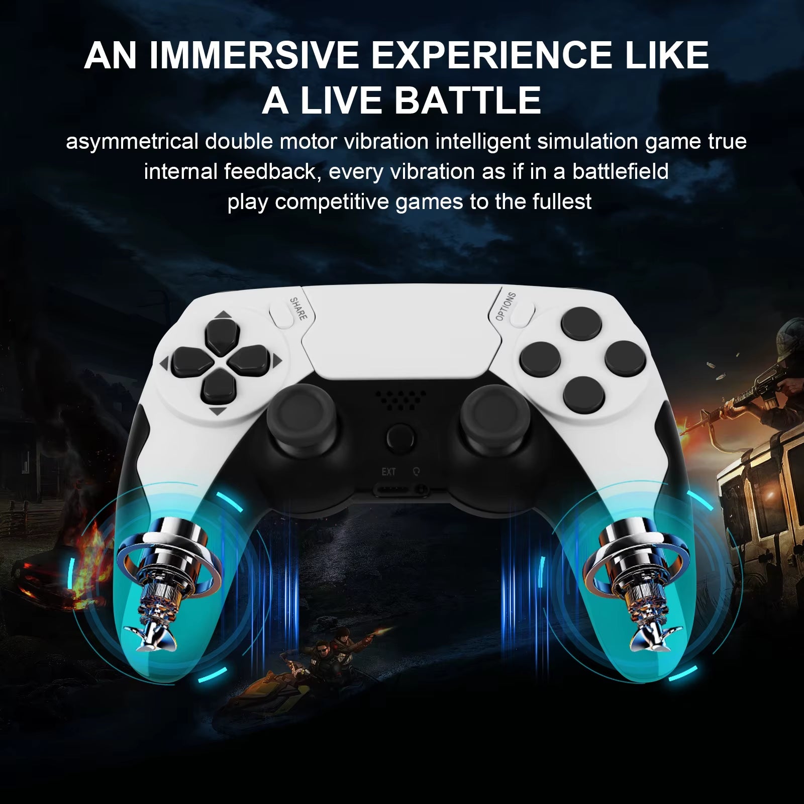 Wireless Controller Dual Vibration Game Joystick Gamepd for PS4 PS3 Console PC Gamepad with 6-Axis Gyros