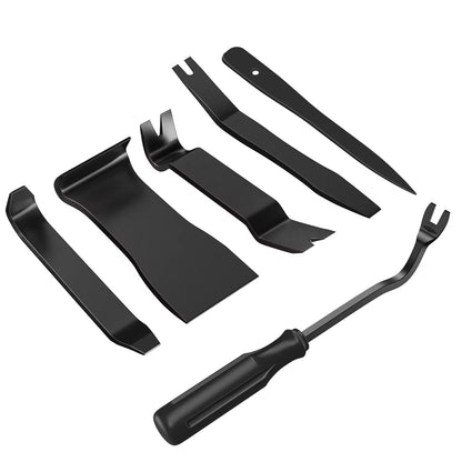 Nilight 6-Piece Auto Trim Removal Tool Kit - No-Scratch Design for Car Audio, Dash Panel, Window Molding, and Fastener Removal - Black