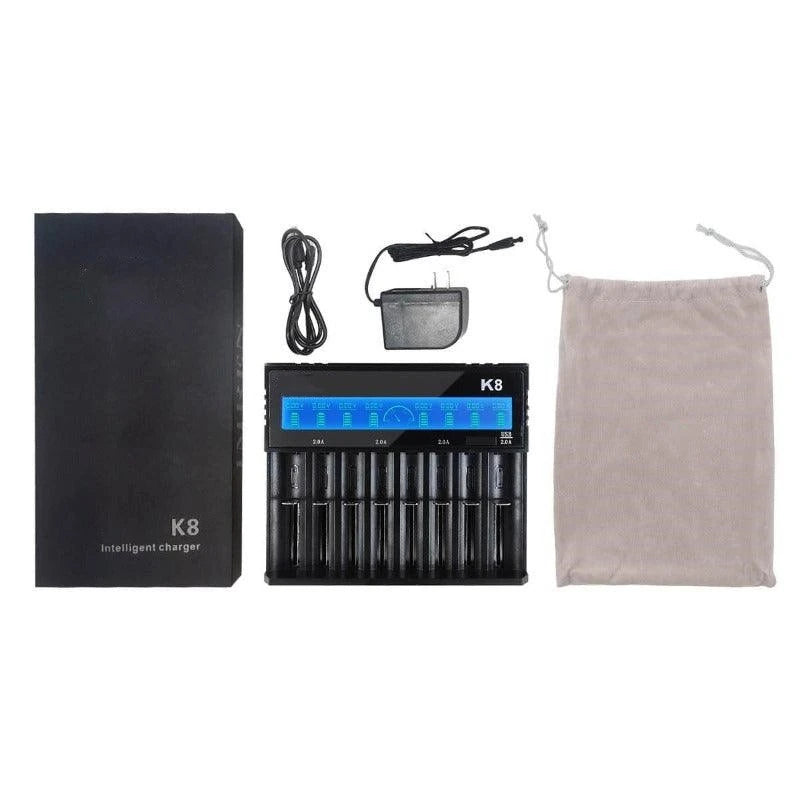 8-Slot with LCD Screen Display Intellegent Rechargeable Li-Ion Battery Charger Universal Flashlight RC Toys Home Tools Battery Charger 4 Slots for Li-Ion 18650 21700 26650 AA AAA Batteries Cell