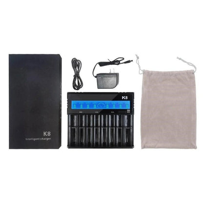 8-Slot with LCD Screen Display Intellegent Rechargeable Li-Ion Battery Charger Universal Flashlight RC Toys Home Tools Battery Charger 4 Slots for Li-Ion 18650 21700 26650 AA AAA Batteries Cell