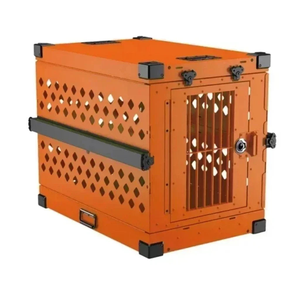 Heavy Duty Collapsible Dog Crate - Premium Aluminium Alloy for Medium to Large Breeds, Perfect for Travel and Camping