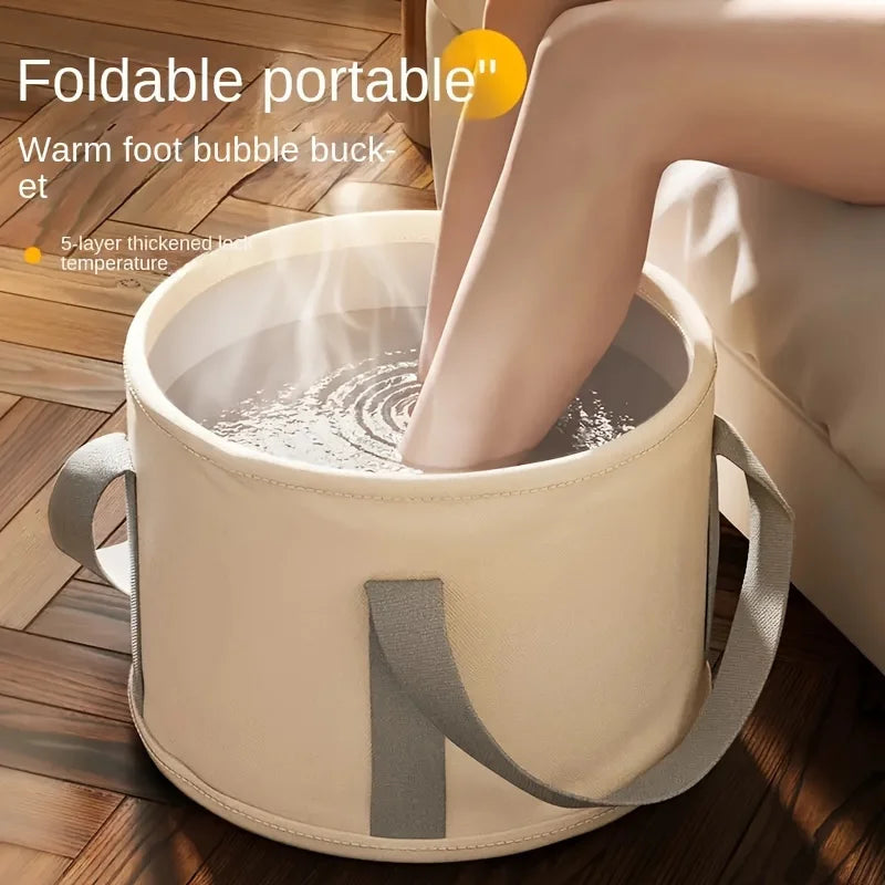 Portable Foldable Foot Soak Bath Tub with Heat Retention - Multifunctional Deep Basin Foot Spa Massager