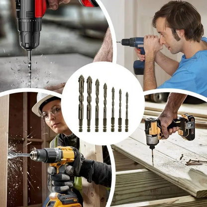 7Pcs Serrated Tooth Drill Bit Set Four-Edged Eccentric High-Hard Alloy Multifunction Tool Glass Cement Metal Ceramic Wood