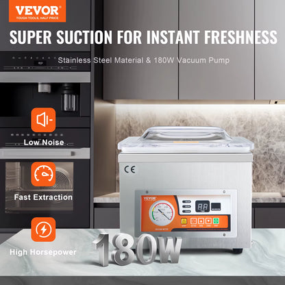 DZ-260A Chamber Vacuum Sealer with 15.7" Sealing Length Vacuum Packing Machine for Home Wet Foods Meats Marinades