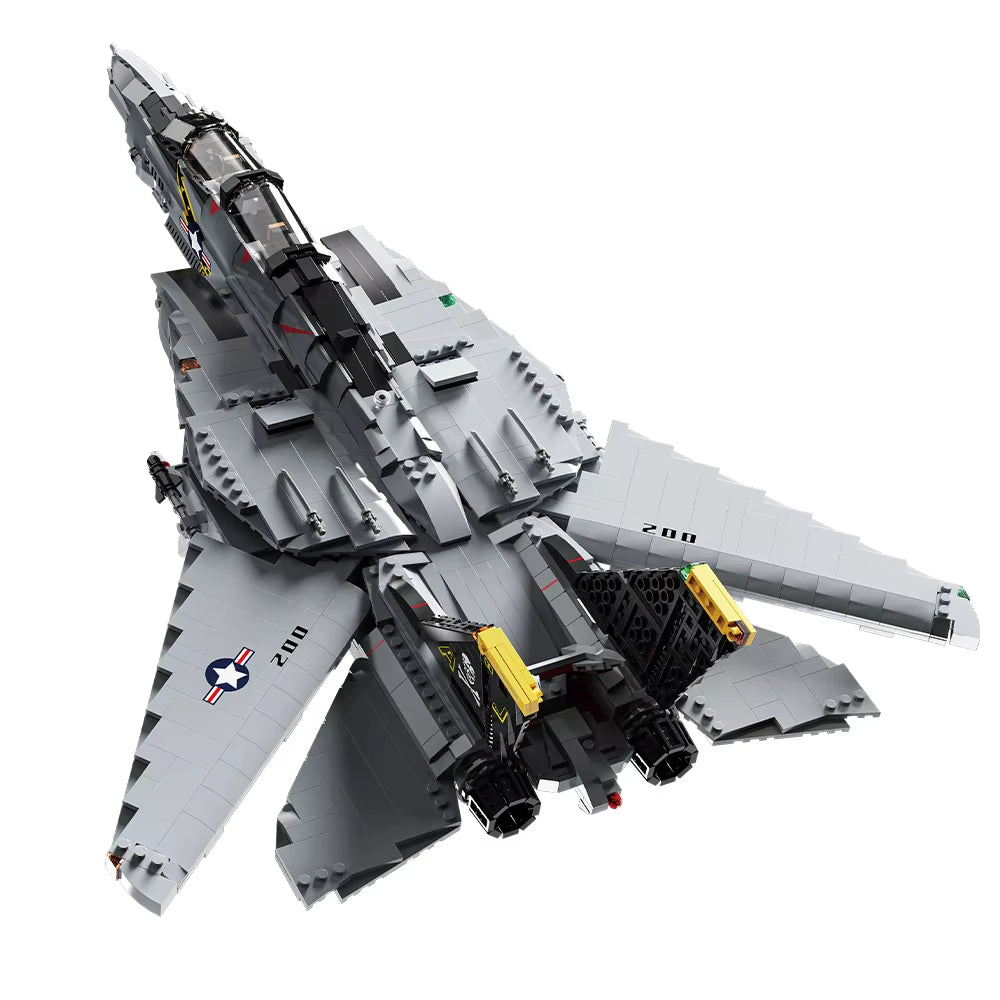 2453PCS F-14 Tomcat Two-Seat Carrier-Based Fighter Building Block Kit, Aviation Toy Model, Adult Military Fan Collection M8021