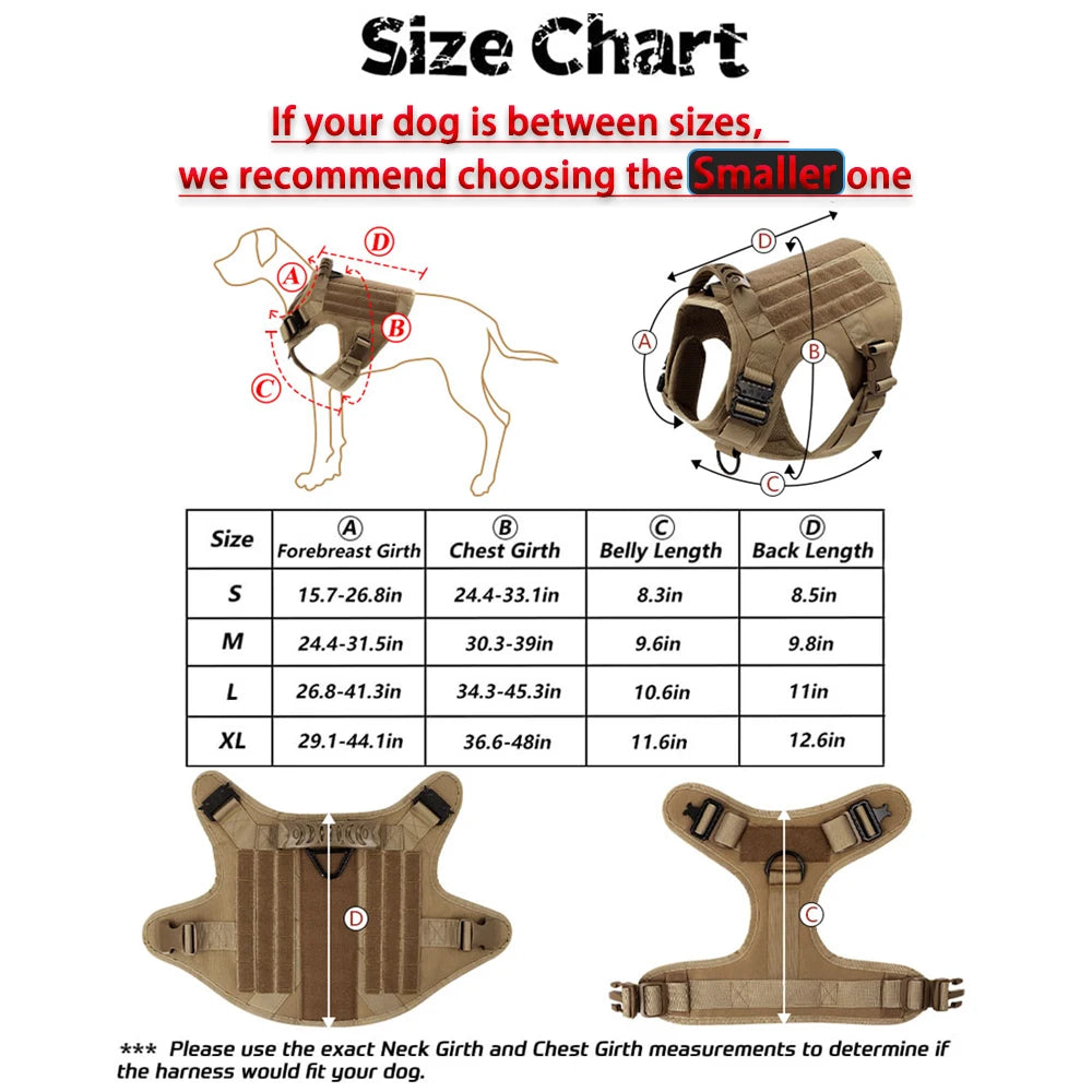 Large Dog Harness and Leash Set for German Shepherds and Malinois - Training and Walking Vest with Collar for Medium to Large Dogs