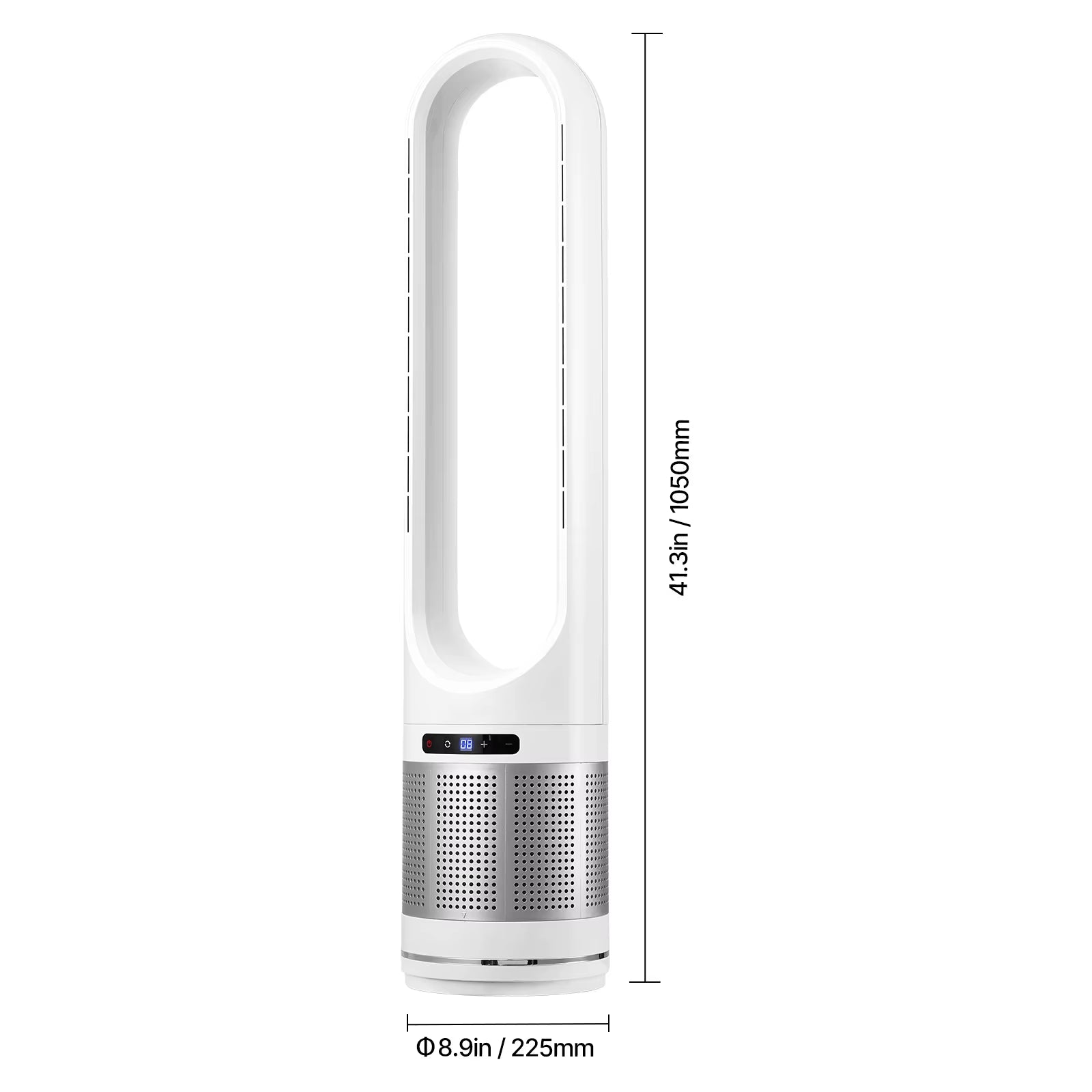 VEVOR Tower Fan Bladeless 15.4Ft/S Velocity Floor Blows Cold Air 80° Oscillating 8-Speed Fans 8E Control & Air Purification Mode