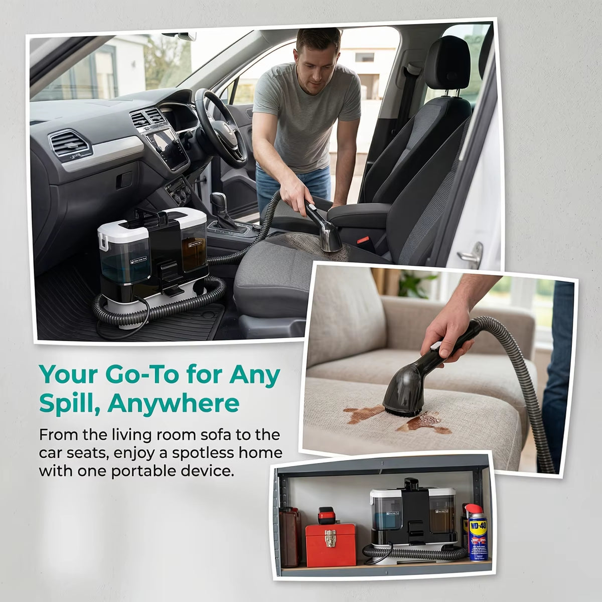 Lubluelu V2 Portable 3-in-1 Carpet and Upholstery Spot Cleaner with Powerful 12Kpa Suction for Home, Sofa, Carpet, and Car Seats