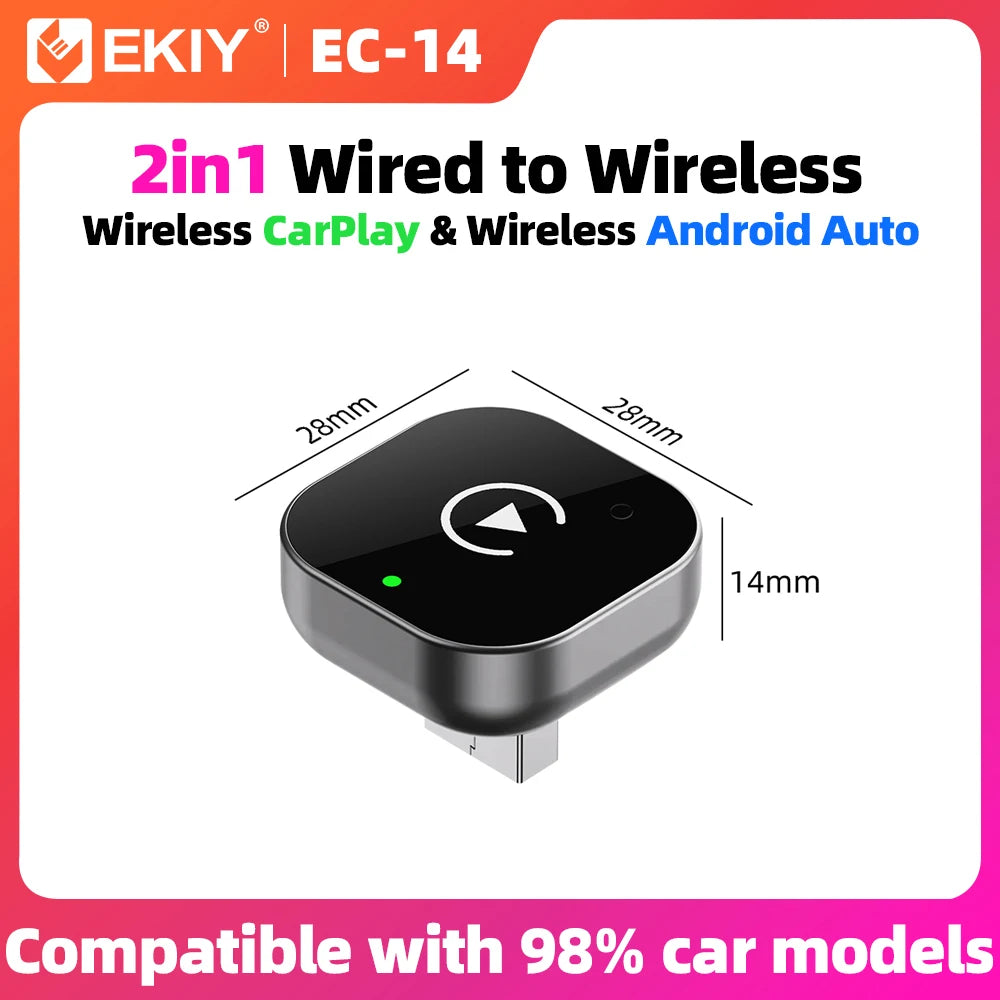2In1 Wireless Carplay Dongle Wireless Android Auto Adapter AI Smart Box for Car with Wired Carplay Car Intelligent Systems