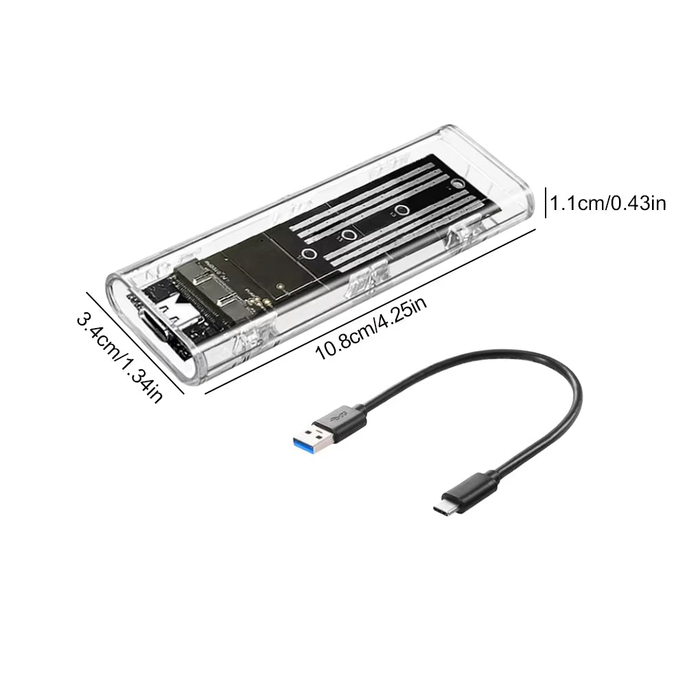 M.2 NGFF SATA Type C USB 3.1 Hard Disk Box 10Gbps Transparent External SSD Case External SSD Adapter for 2230/2242/2260/2280
