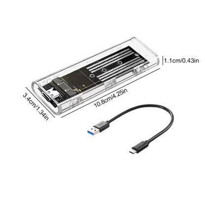 M.2 NGFF SATA Type C USB 3.1 Hard Disk Box 10Gbps Transparent External SSD Case External SSD Adapter for 2230/2242/2260/2280