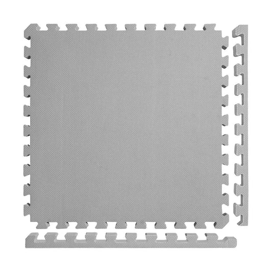 X-Thick 1.5-Inch Interlocking Gym Floor Mat Tiles in Gray, Set of 16 Pieces