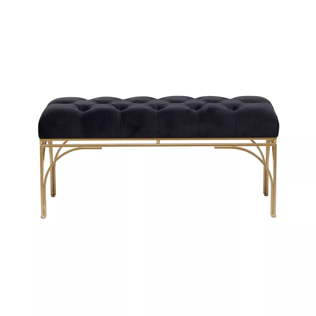 Rectangular Glam Velvet Bench -Black
