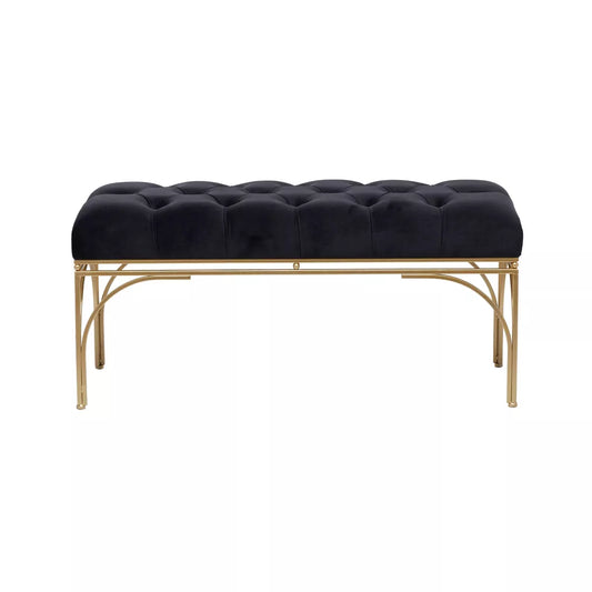 Rectangular Glam Velvet Bench -Black